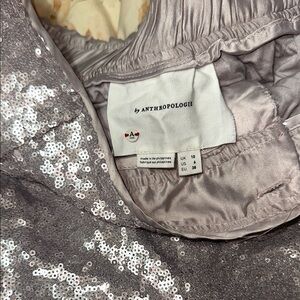 Anthropologie Silver Sequin jogger pants